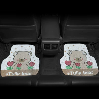carpet decoration car mat rear Universal Foot Pad - bear-love-flower-rear-foot-pad-1