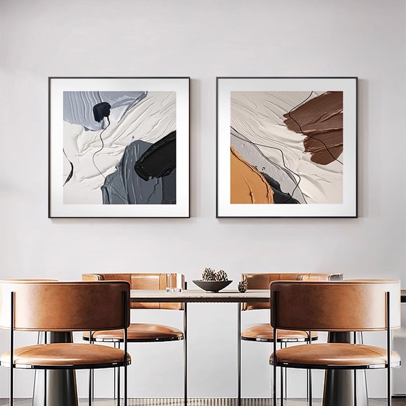 わびさびスタイルのリビングルームのソファの背景の壁の装飾絵画モダンなミニマリストのリビングルームの吊り絵画テクスチャスクエアレストラン絵画|undefined