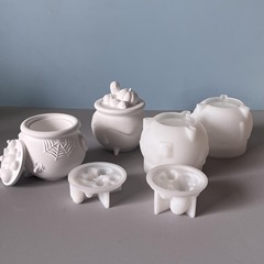 万圣节魔方泡泡收纳罐硅胶模具蜡烛杯石膏滴胶模具