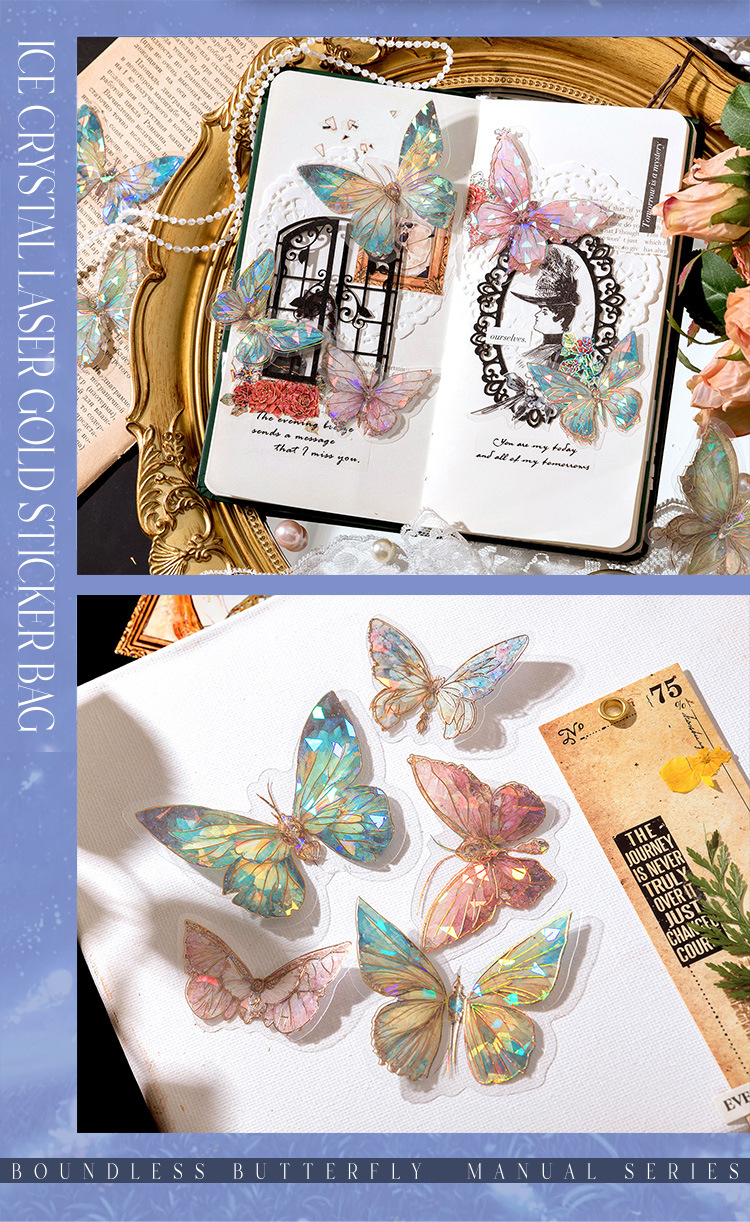 1 Set Butterfly Class Learning Mixed Materials Vintage Style Stickers display picture 2