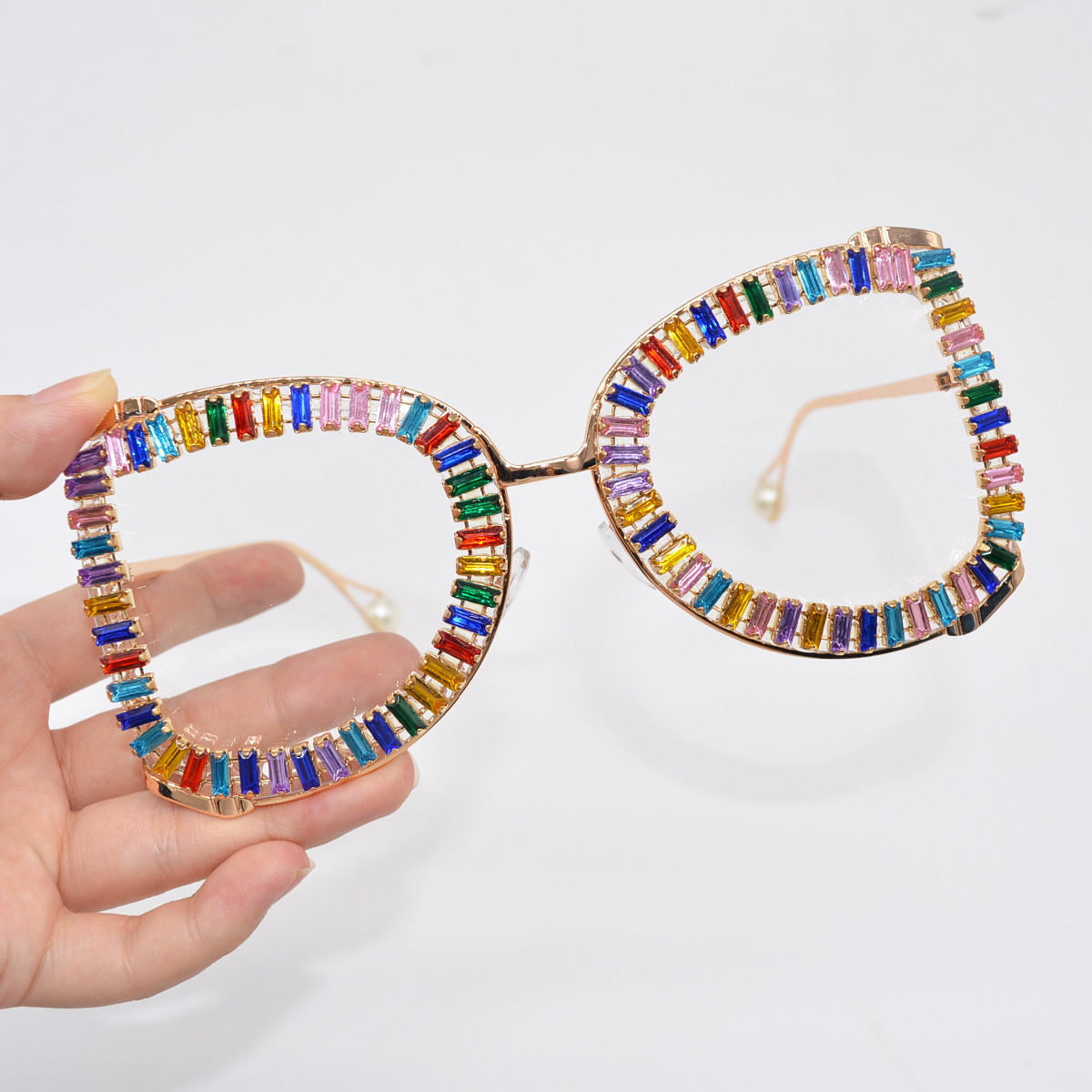 70g Weight Full Frame Glasses Structure Glasses Classification Sweet Color Block Resin Square Diamond Full Frame Optical Glasses