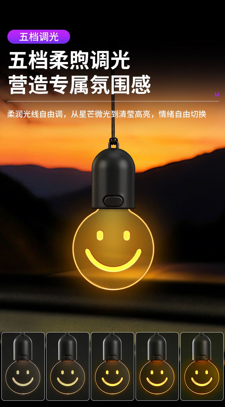 Retro Small Light Bulb Car Atmosphere Light, Wireless Car Hanging Ornament, Rearview Mirror Decoration, Interior Car Modification Decorative Light