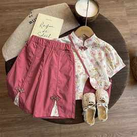 女童夏装套装2024新款女宝宝新中式衣服夏季儿童国风女孩两件套