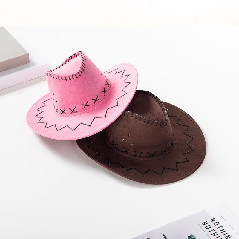 Sombreros de vaqueros occidentales transfronterizos hombres y mujeres retro cuerdas de seda corda de viento gorra de protección solar gorra escénica gorra