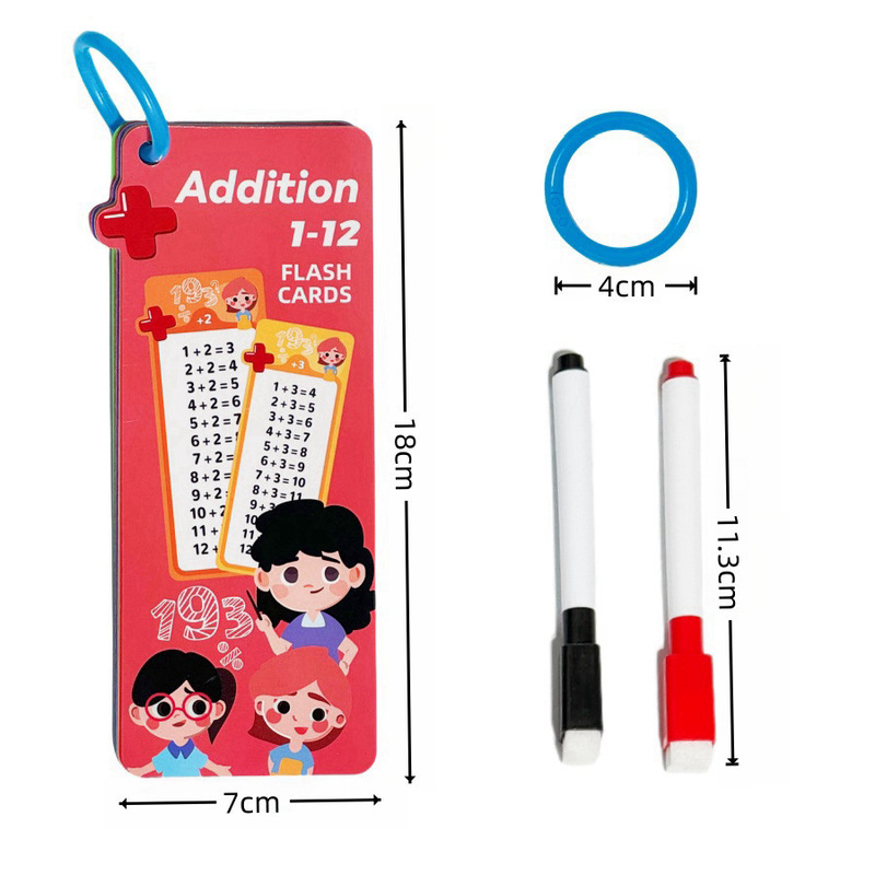 小学生向けのクロスボーダー足し算、引き算、掛け算、割り算の算数カード、消去可能な子供用学習教材、計算トレーニングカード|undefined