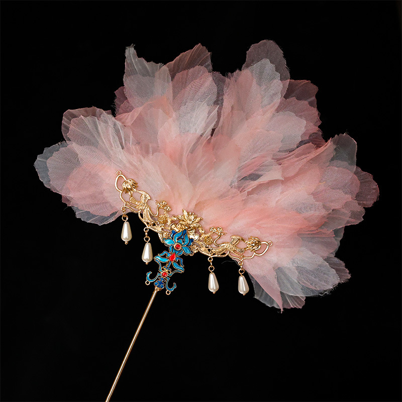 Ventilador de plumas de corona de flores calientes de estilo antiguo se puede usar como pinzas de pelo para tomar fotos accesorios para la cabeza vestidos antiguos super inmortales nuevos accesorios chinos