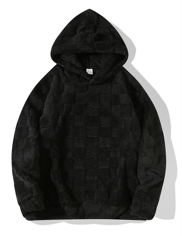Maglione largo con cappuccio a quadri da uomo, autunno e inverno, casual, di grandi dimensioni_voghion.com