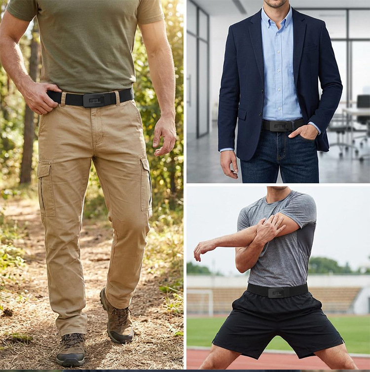 Baluma hochelastischer Segeltuch-Ledergürtel für Herren Nylon-Taktikgürtel modischer Doppelschnallengürtel vielseitiger Hosengürtel
