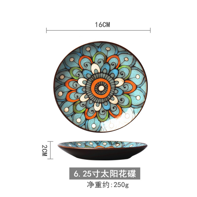 創意的な手描きの釉薬の下で色彩の陶磁器の皿の家庭用の野菜の皿の冷たい野菜の皿の果物のお菓子の皿の6寸は骨の皿のかすの皿を吐きます。|undefined