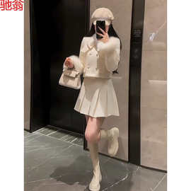 T8Y高级设计感小香风套装女冬季2023新款毛呢外套半身裙两件套套