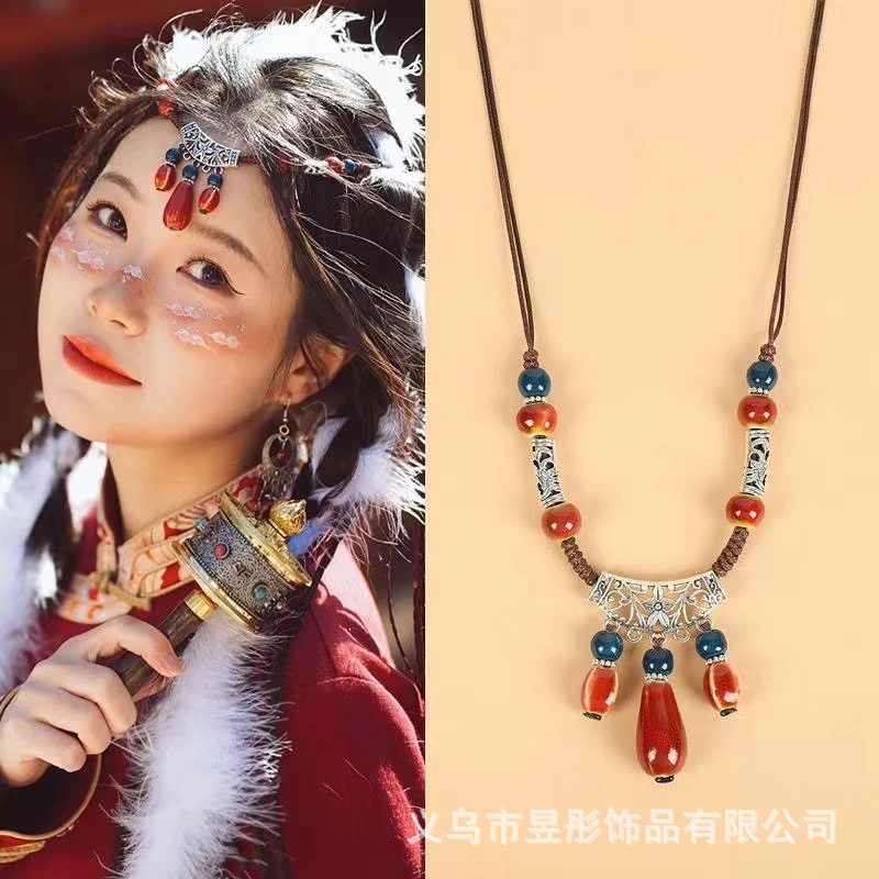 Керамическое ожерелье из бисера Украшение лба кулон для бровей двойного назначения путешествия производительность фото украшение этнический стиль богемный