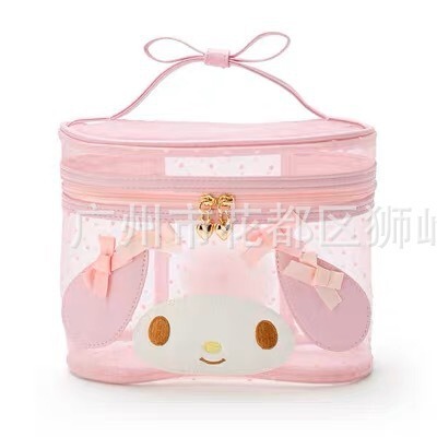 Japanese Style New Kuromi Melody Kuromi Creative Cartoon Mesh Cosmetic Bag Satchel Toiletry Bag Storage