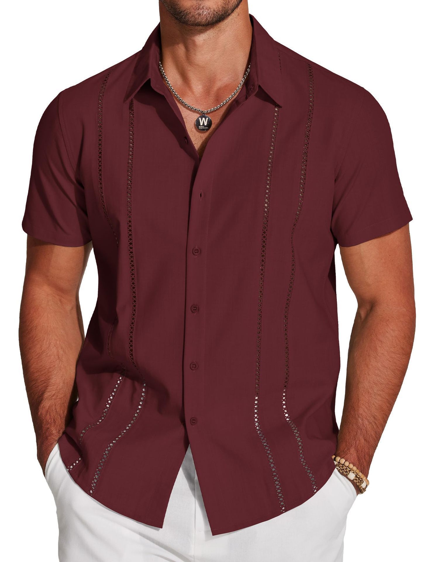 Camicia da uomo versatile, nuova moda, tinta unita, manica corta, stampa digitale 3D_voghion.com
