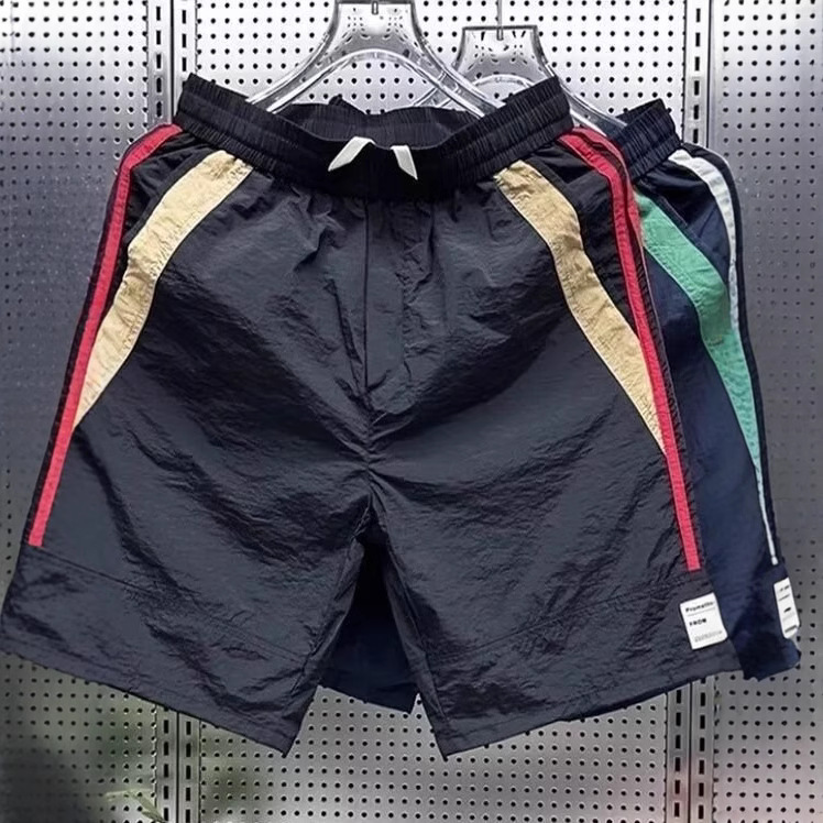 Contrast Color Sweatpants Shorts Men's Summer Trendy Brand Straight Fashionable All-match Casual Pants Trendy Loose Five-point Sports Pants
