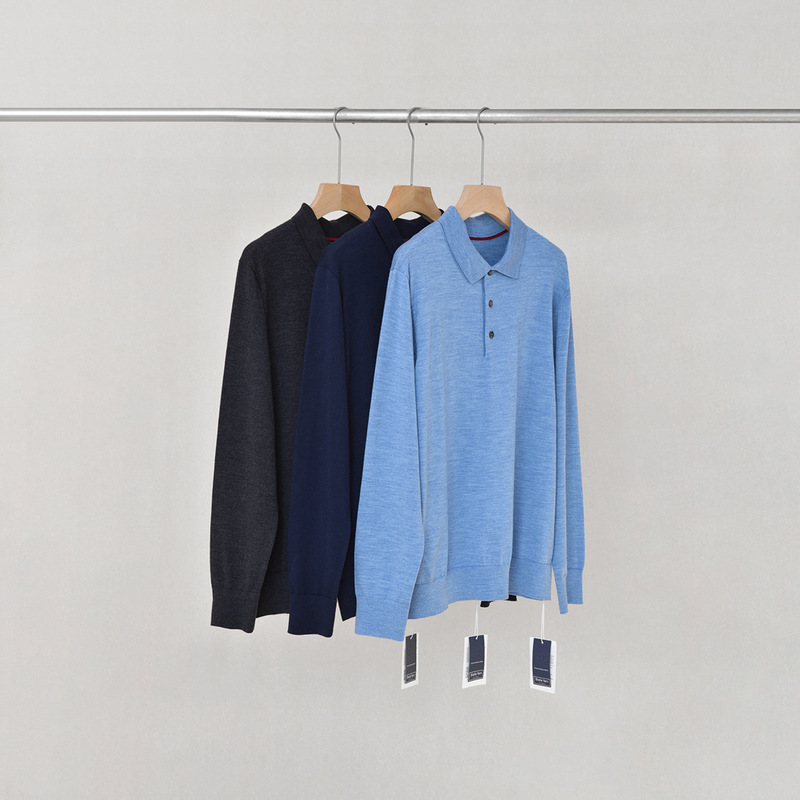 2025 Spring New Arrival Worsted Woolen Sweater Men's Business Casual Thin Sweater Long Sleeve Shirt POLO Knitted Shirt Top
