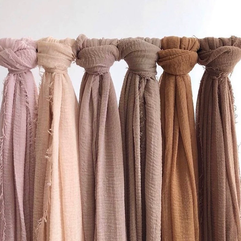 Внешняя торговля Экспорт Шарф Монохромный сплошной цвет хлопок шарф длинные шали гофрированный хлопок шарф