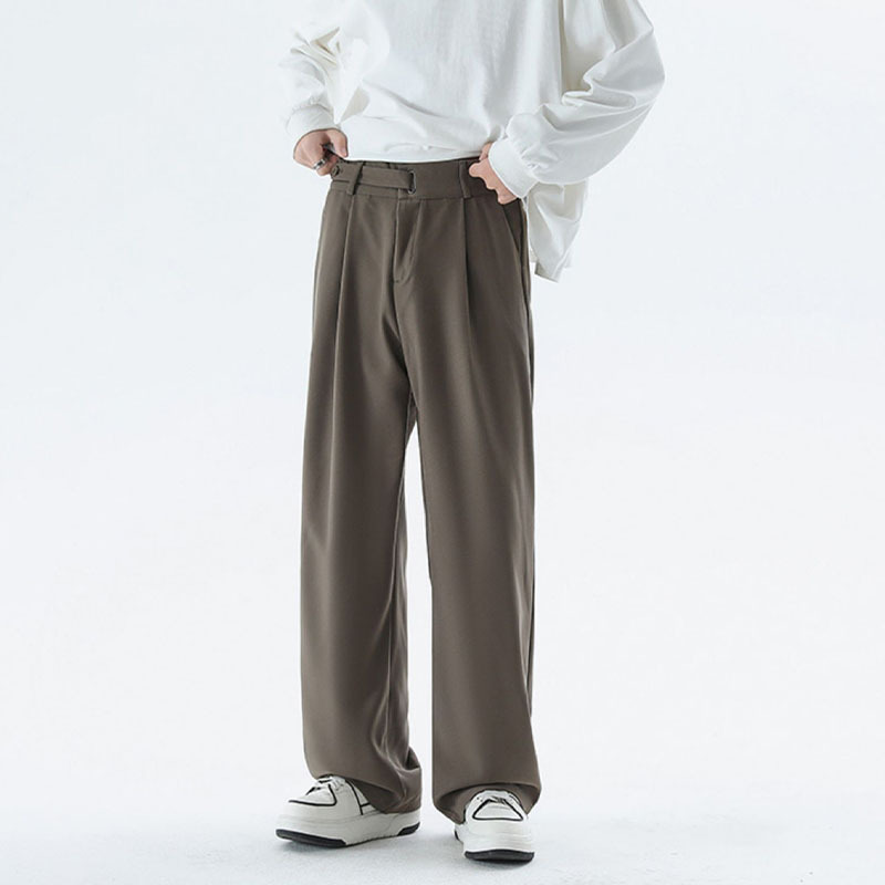 Pantalones de primavera y otoño pantalones de cintura alta sueltos piernas anchas delgadas pantalones rectos hombres fábrica transfronteriza al por mayor de seda de leche