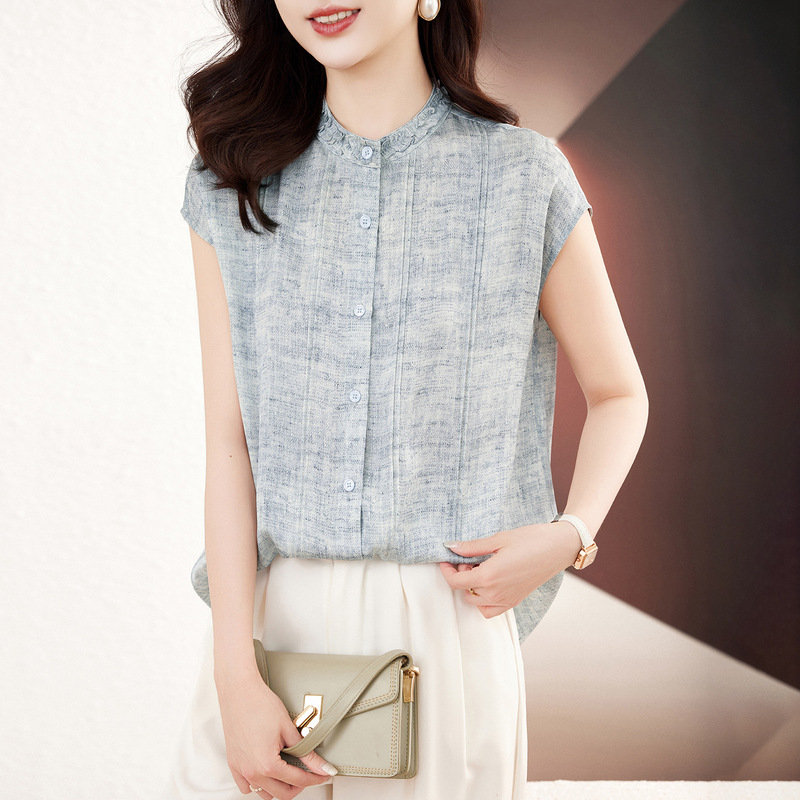 Hangzhou Elastic Double-Georgette Silk Blouse for Women 2026 New Summer Design Casual Versatile Mulberry Silk Top Hangzhou Elastic Double-Georgette Silk Blouse for Women 2026 New Summer Design Casual Versatile Mulberry Silk Top