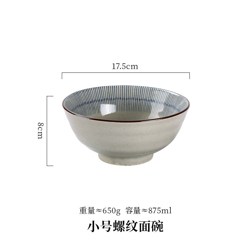 日式复古陶瓷餐具手绘釉下彩碗盘碟家用餐厅创意米饭碗4.5寸
