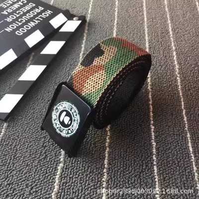 1 cinturón de lona estilo coreano para hombres cinturón de hebilla automática para jóvenes estudiante desnudo de moda simple de moda versátil calle