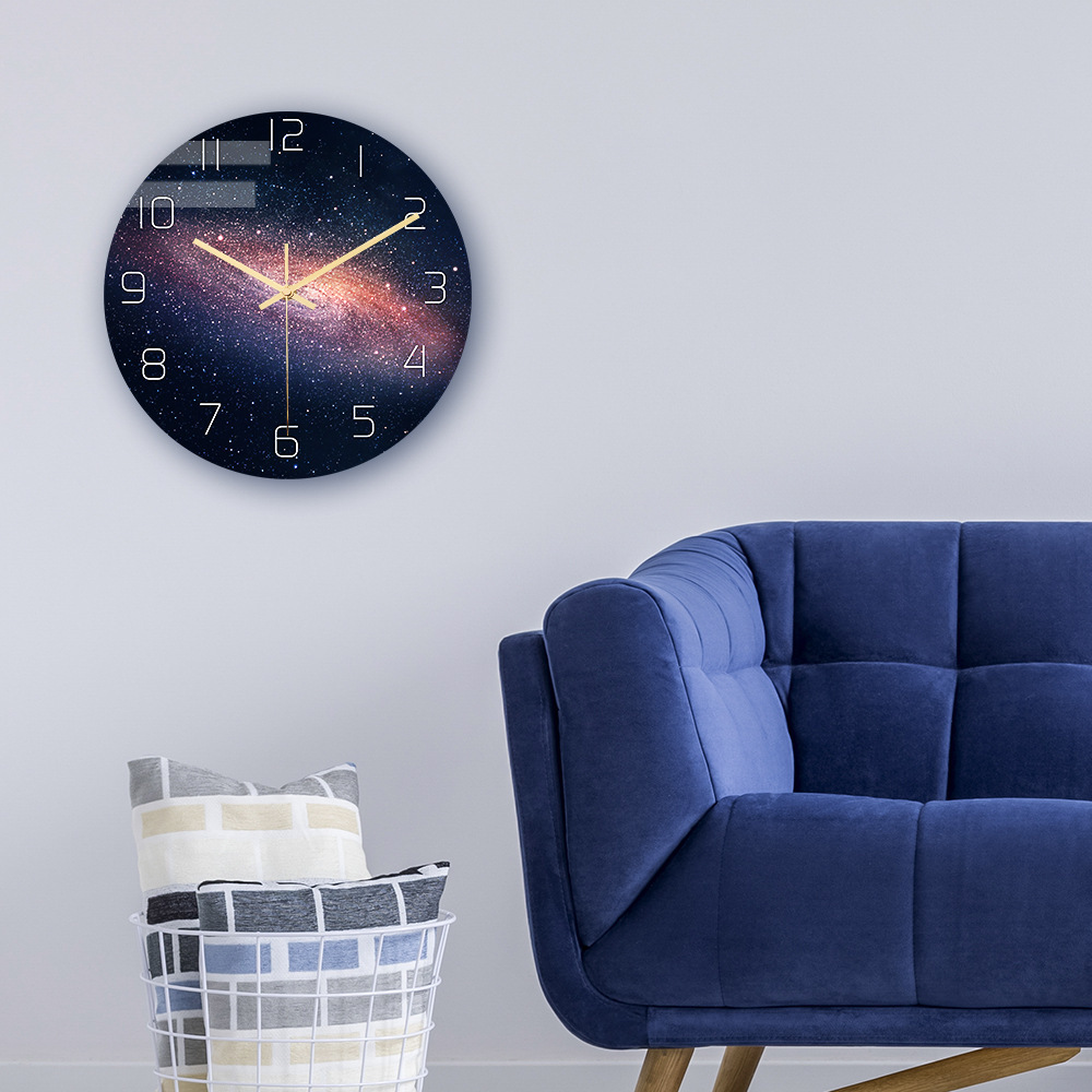 Cross-border Nebula Wall Clock, Tempered Glass Material, Silent Movement, Decorative Clock For Home Bedroom And Living_voghion.com