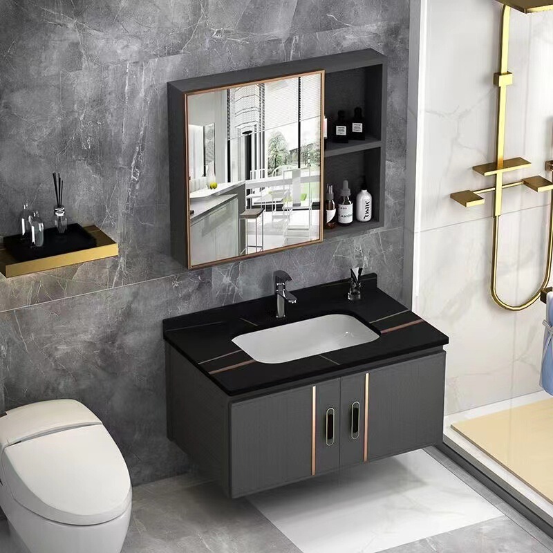 Bathroom Cabinet Combination Hotel Washstand Washbasin Cabinet Toilet Wash Basin Cabinet Toilet Space Aluminum Rock Board