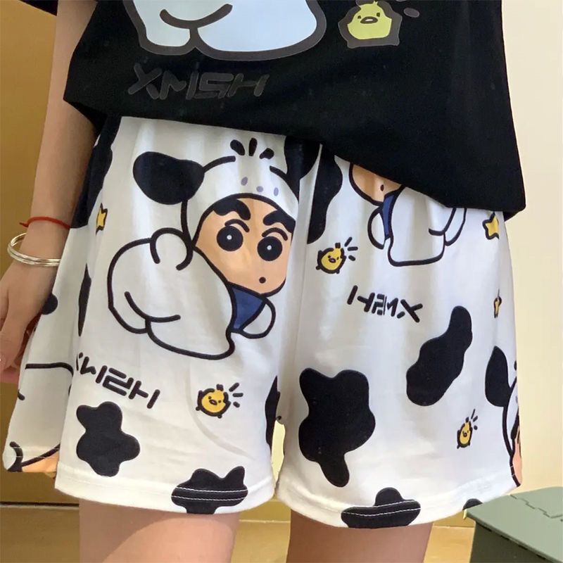 Beach Shorts Quirky Three-Quarter Shorts for Women Ins Trendy Fashion Casual Simple Printed Cute Pajama Shorts 1 Cartoon