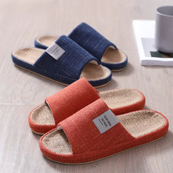 Lidani 2026 New Summer Household Linen Slippers for Women, Indoor Couple's Non-Slip Breathable Sweat-Absorbing Home Slippers for Men