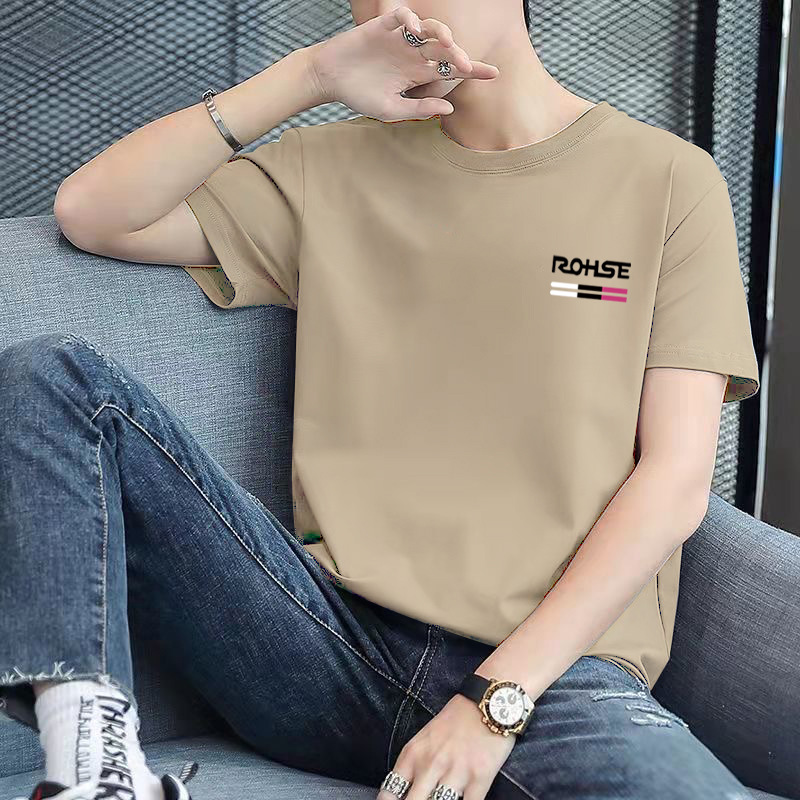 2025 Men's Short-Sleeve T-Shirt Summer Base Shirt Round Neck Versatile Casual Ins Style Oversized T-Shirt Trendy Supply