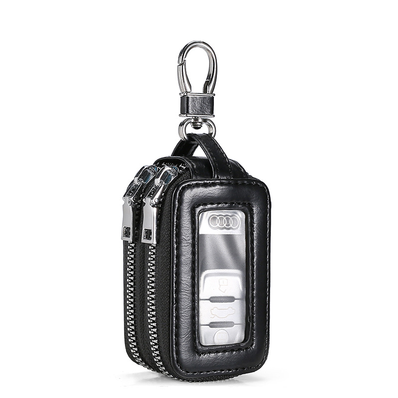 Estuche para llaves de gran capacidad para llaves de coche, llavero con cremallera, llavero para colgar en la cintura, estuche para llaves con doble cremallera, portátil para colgar en la cintura.