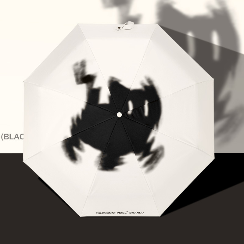 Unisex Cat Umbrella Women's Sunny and Rainy Dual-use Cute Retro Men's Creative Personality Niche Students Cartoon Sunshade Sun Umbrella