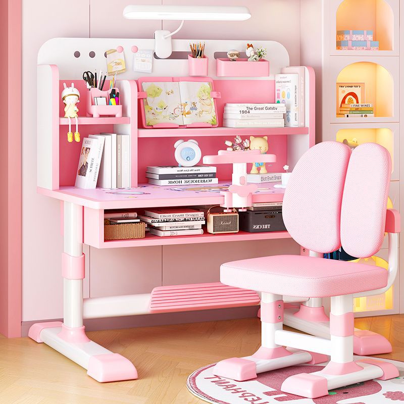 Children's Study Table and Chair Set Desk Liftable Special Desk Bookshelf Combination Home Primary and Secondary School Students Desks and Chairs