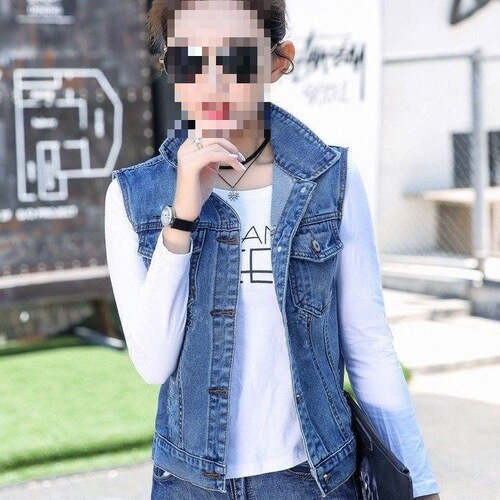 Spring and summer new Korean style with holes in jeans sleeveless top short large size horse clip vest small coat for women
