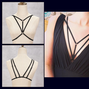 Elastic Strap Restraint Body Harness Cage Bra No Cup Gothic Carnival Sexy Underwear Shoulder Strap Clothing Accessories