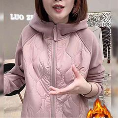 2025秋冬新款女士百搭显瘦保暖防风奥粒绒卫衣撞色连帽加厚外套潮