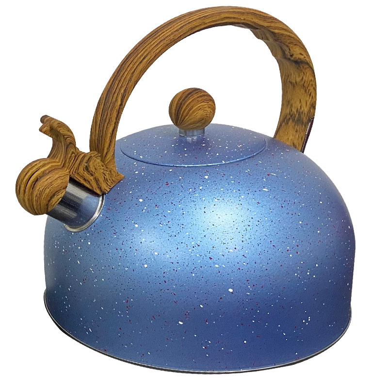 고정 우드 그레인 핸들 블루 도트