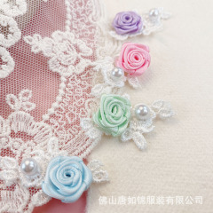唐如錦薔薇立体布芸小花水溶立体レース釘珠服装装飾レース補助材料