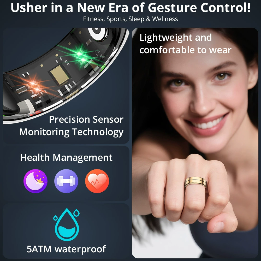 Waterproof smart ring for men and women charging, R07 model, tracks heartbeat, monitors oxygen level