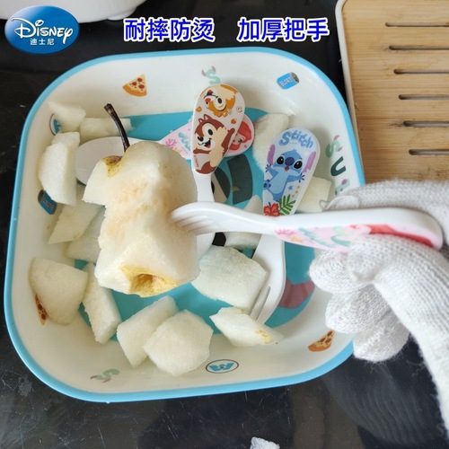 迪士尼宝贝辅食餐具小把手勺叉防烫耐摔儿童成人水果小把叉酸奶勺