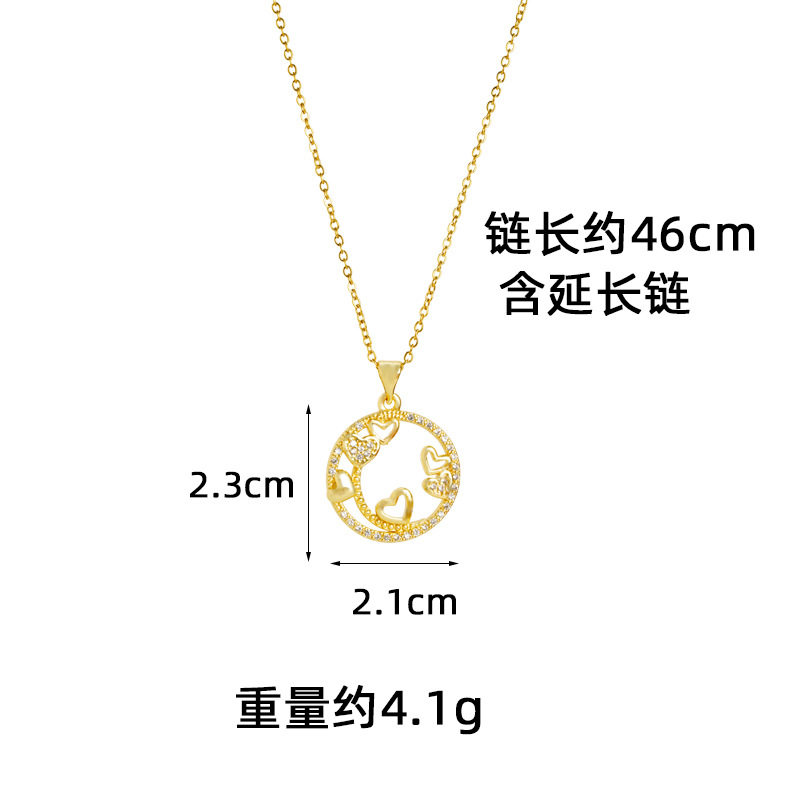 Transfronterizos collar de oro de arena de lujo ligero anillo de corazón hueco línea pendientes de nicho de diseño de joyería al por mayor