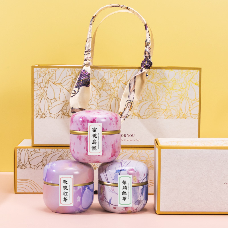 Souvenir Tea Cans, Gift Boxes for Clients, Flower Tea Souvenirs, Group Purchase Holiday Tea Set Gifts