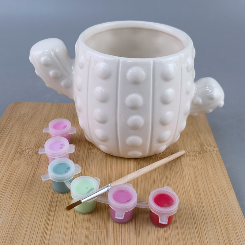 Cerámica DIY33D Taza con forma de dinosaurio Taza ins linda y de alto valor con pintura para pintar y beber agua