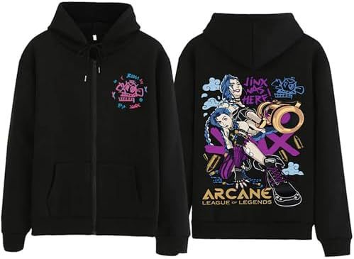 Wenjunus Arcane-Jinx Graphic Zipper Hoody Men Women Hip Hop
