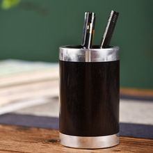 红木笔筒工艺品摆件 实木质雕刻紫光檀办公桌面收纳笔筒 商务礼品
