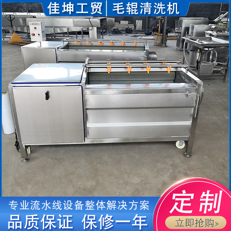 供应小龙虾海参鲍鱼毛刷清洗机 毛辊清洗设备 不锈钢毛辊清洗机
