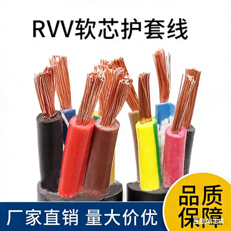 RVV wire 4 square meters 2 core flexible flame retardant national standard oxygen-free copper wire and cable double core 2.5 6 square cloth wire