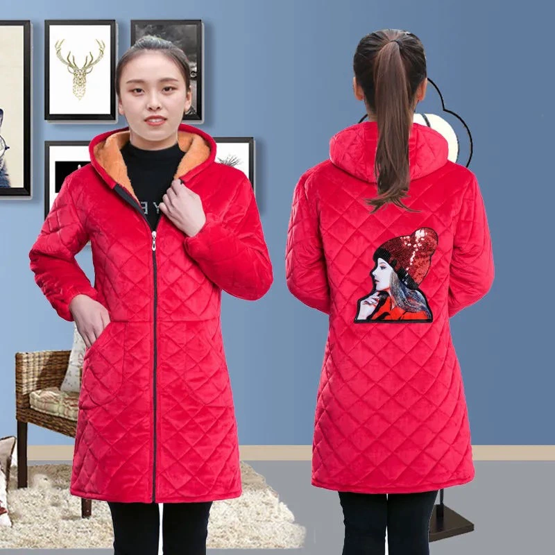 Зимний бархатный стеганый халат средней длины, морозостойкий и теплый защитный фартук, противообрастающая хлопковая верхняя одежда