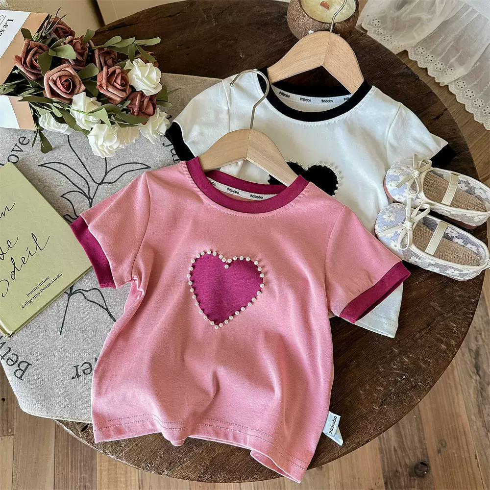 童星圆 Cute children's summer body-friendly T-shirt, children's clothing, western style, with short sleeve