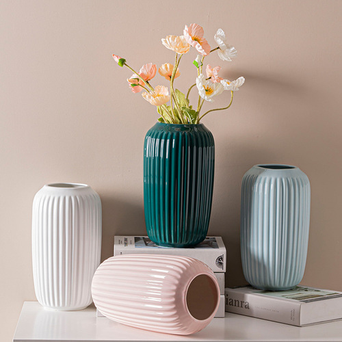 Sichuan Nordic Minimalist Luxury Ceramic Vase Decor Dried Flower Dancing Orchid TV Stand Living Room Dining Table Ornament Flower Insert