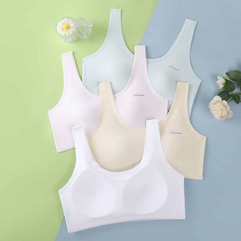 Developmental Girl's Intimates, Female Older Children, Middle and High School Students, Fat mm Large Size Fixed Cup Bra Vest, Summer Thin Style